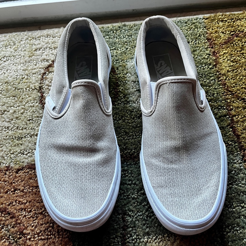 Beige Suede Vans Slip On